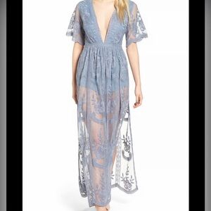 Socialite Gray Sleeve Maxi Sundress